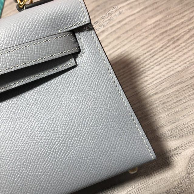 Hermes女包 愛馬仕kelly2代 Epsom金銀扣 全手縫 Hermes新款Mini kelly女包  am1800